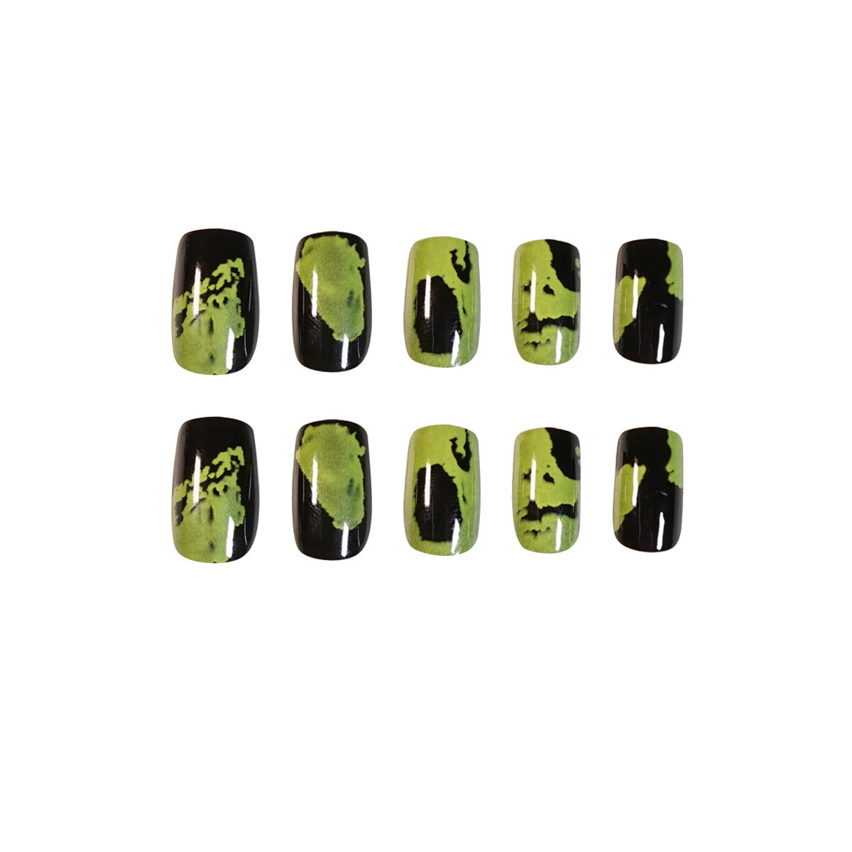 Black and green art graffiti fake nail